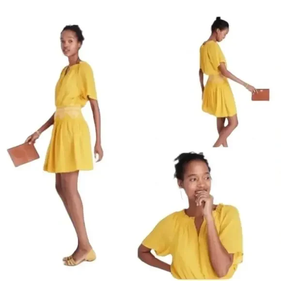 Madewell Embroidered Cinched Waist Boho Smoked
Mini Dress Size 8 - Picture 14 of 14